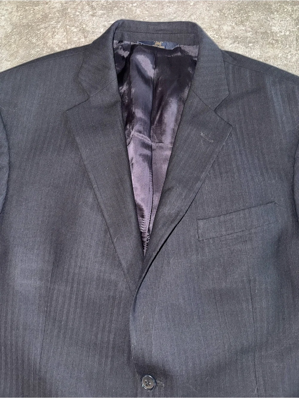 Brooks Brothers 346 Stretch Wool Blazer Sport Coat 43R Black Herringbone 2 Btn